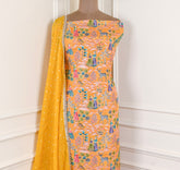 Silk Yellow Unstitched Suit